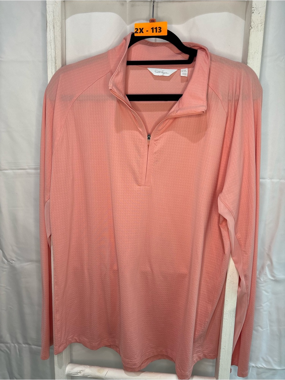 Lady Hagen Coral Pink Long-Sleeve Half-Zip Performance Top